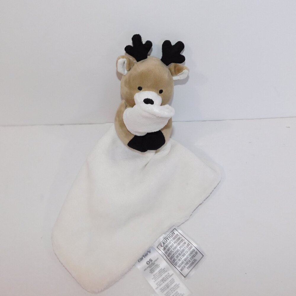 Carters 2013 Brown White Rattle Reindeer Deer Security Blanket Baby Lovey nunu
